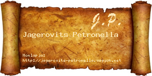 Jagerovits Petronella névjegykártya