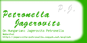 petronella jagerovits business card